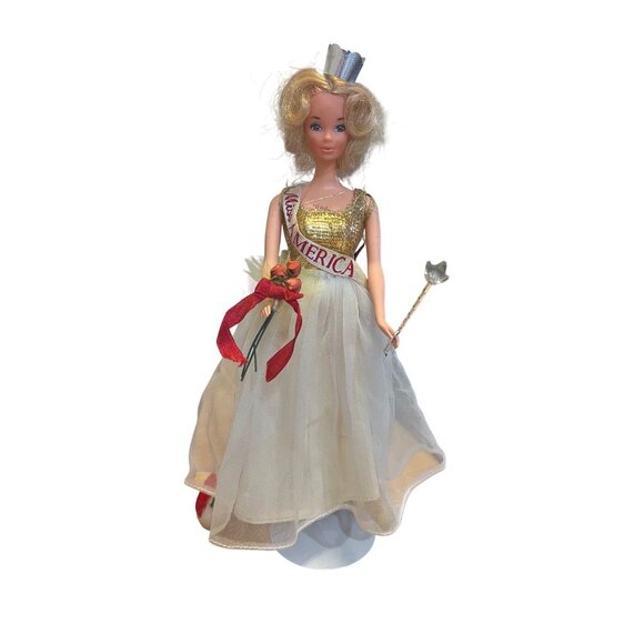 1972/1973 Quick Curl Miss America #8697 Steffie Face Doll W/ Crown Cape Sash - Picture 1 of 7